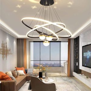 LED Pendant Lamp Circular Ring Dining Living Room Star Ball Ceiling Foyer Entryway Hanging Light Chandelier Modern Pendant Light