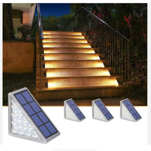 Solar LED Steps Stair Lights IP67 Waterproof Outdoor Yard Deck Lighting for Garden Fence Backyard Walkway Pathway