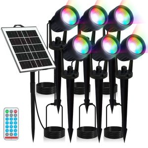 Solar Spotlight Outdoor IP65 Waterproof Color Changing Adjustable Landscape Yard Driveway Garden Porch Walkway Solar Spotlights