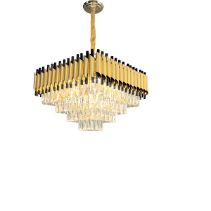 Chrome Gold Iron Crystal LED Chandelier Lighting Foyer Hall Entry Way High Ceiling Sloped Pendant Hanging