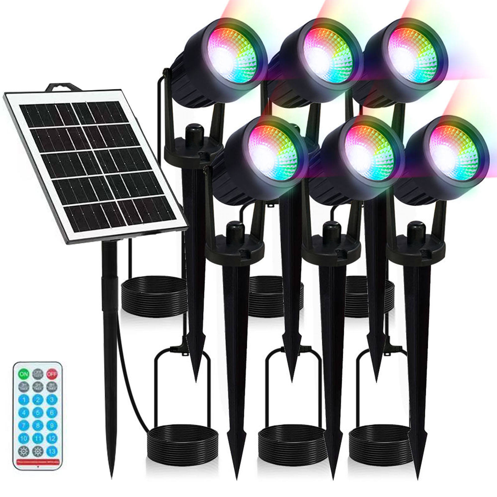 Solar Spotlight Outdoor IP65 Waterproof Color Changing Adjustable Landscape Yard Driveway Garden Porch Walkway Solar Spotlights
