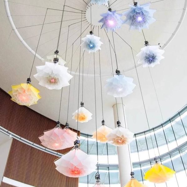 Led Flower Light Motif Lights Atmosphere Lotus Flower Lamp Stage Creative Decors Art Lighting Dynamic Art Deco Chandelier Lamp