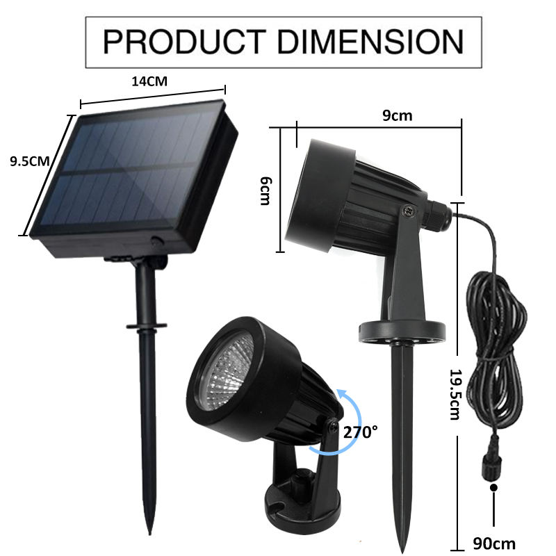 Solar Spotlight Outdoor IP65 Waterproof Color Changing Adjustable Landscape Yard Driveway Garden Porch Walkway Solar Spotlights - 图片 2