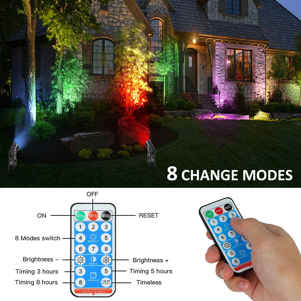 Solar Spotlight Outdoor IP65 Waterproof Color Changing Adjustable Landscape Yard Driveway Garden Porch Walkway Solar Spotlights - 图片 4