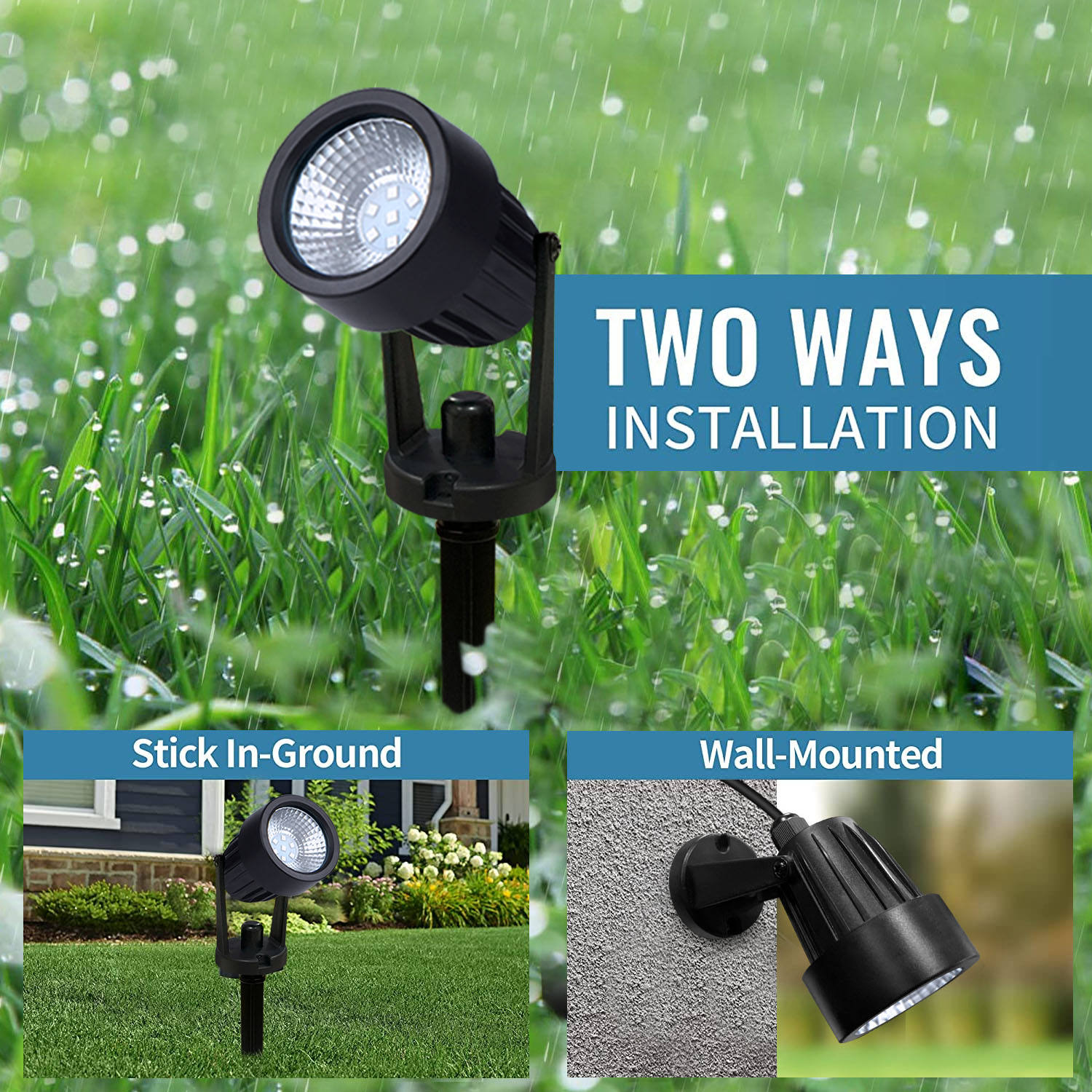 Solar Spotlight Outdoor IP65 Waterproof Color Changing Adjustable Landscape Yard Driveway Garden Porch Walkway Solar Spotlights - 图片 5