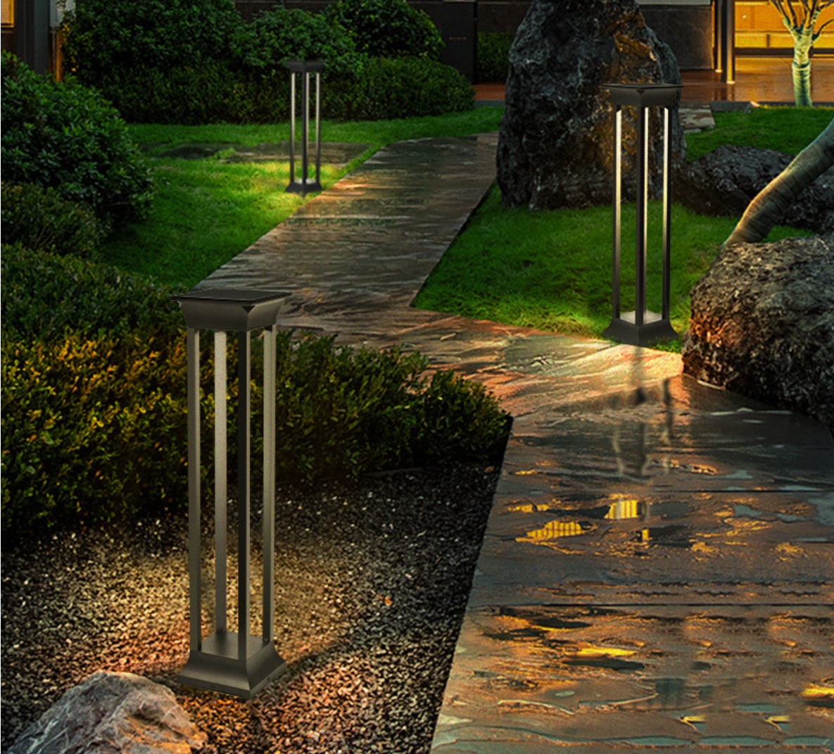 Solar Powered Outdoor Light Pathway Garden Lamp LED Bollard Yard Security Lawn Landscape Lighting Solar Pathway Lights Outdoor - 图片 6