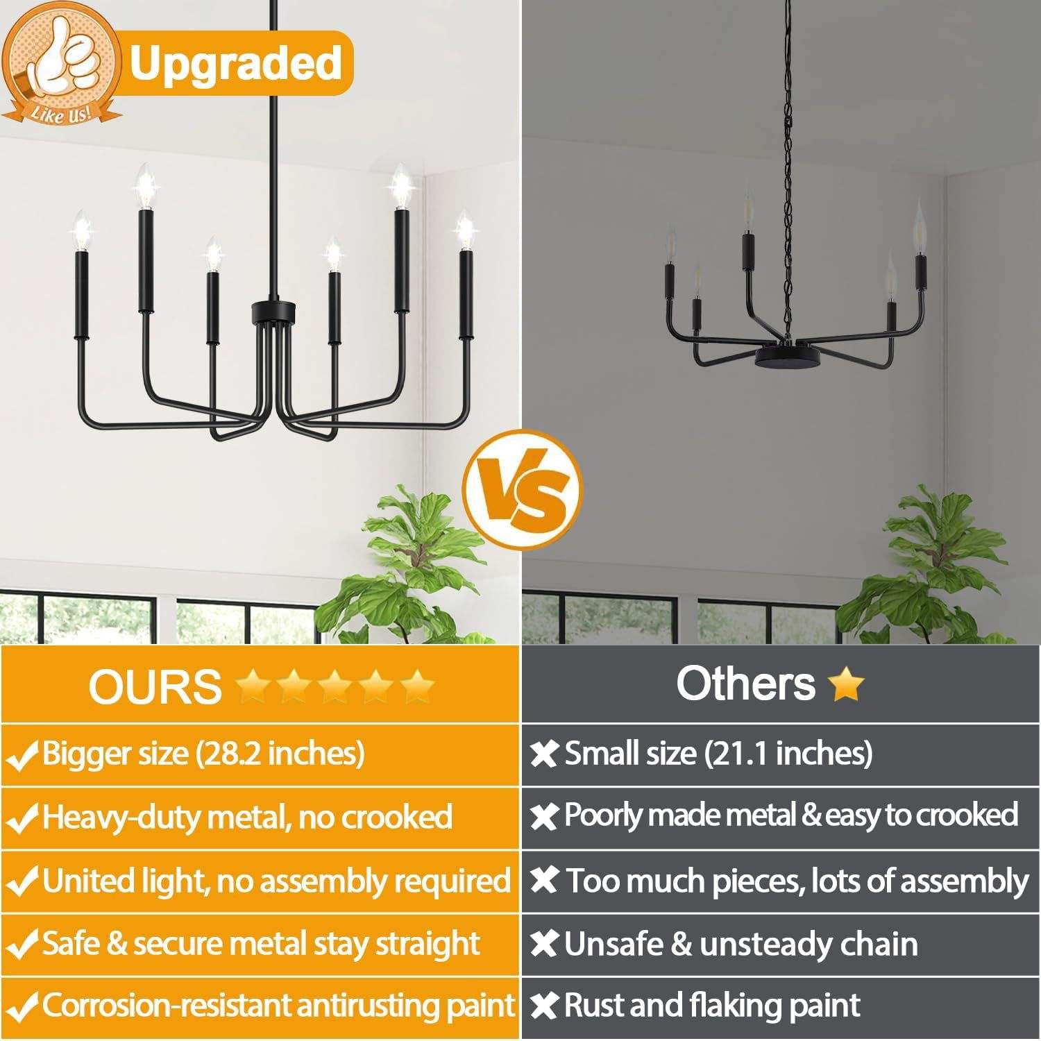 Black Chandeliers Pendant Lights Living Room Bedroom Foyer Entryway Dining Room Hanging Lighting Fixtures Modern Chandelier - 图片 6