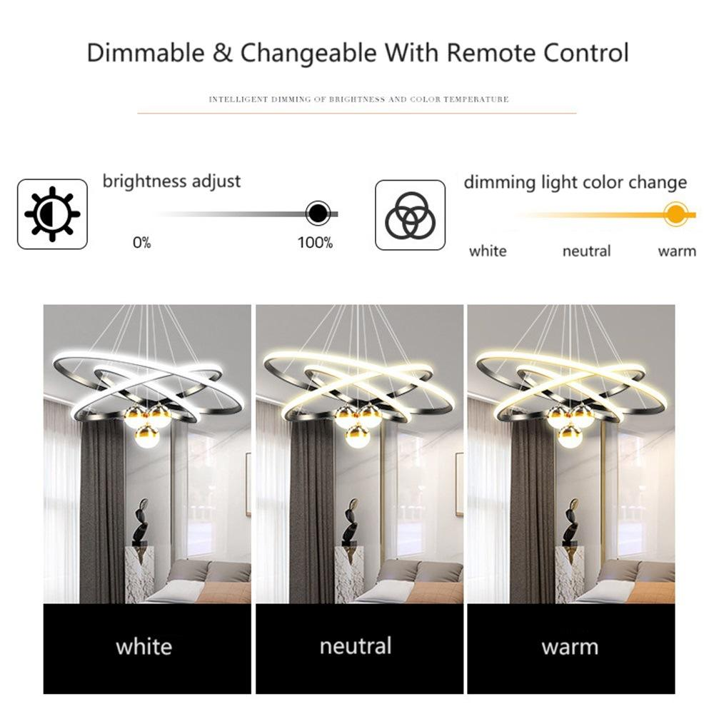 LED Pendant Lamp Circular Ring Dining Living Room Star Ball Ceiling Foyer Entryway Hanging Light Chandelier Modern Pendant Light - 图片 4