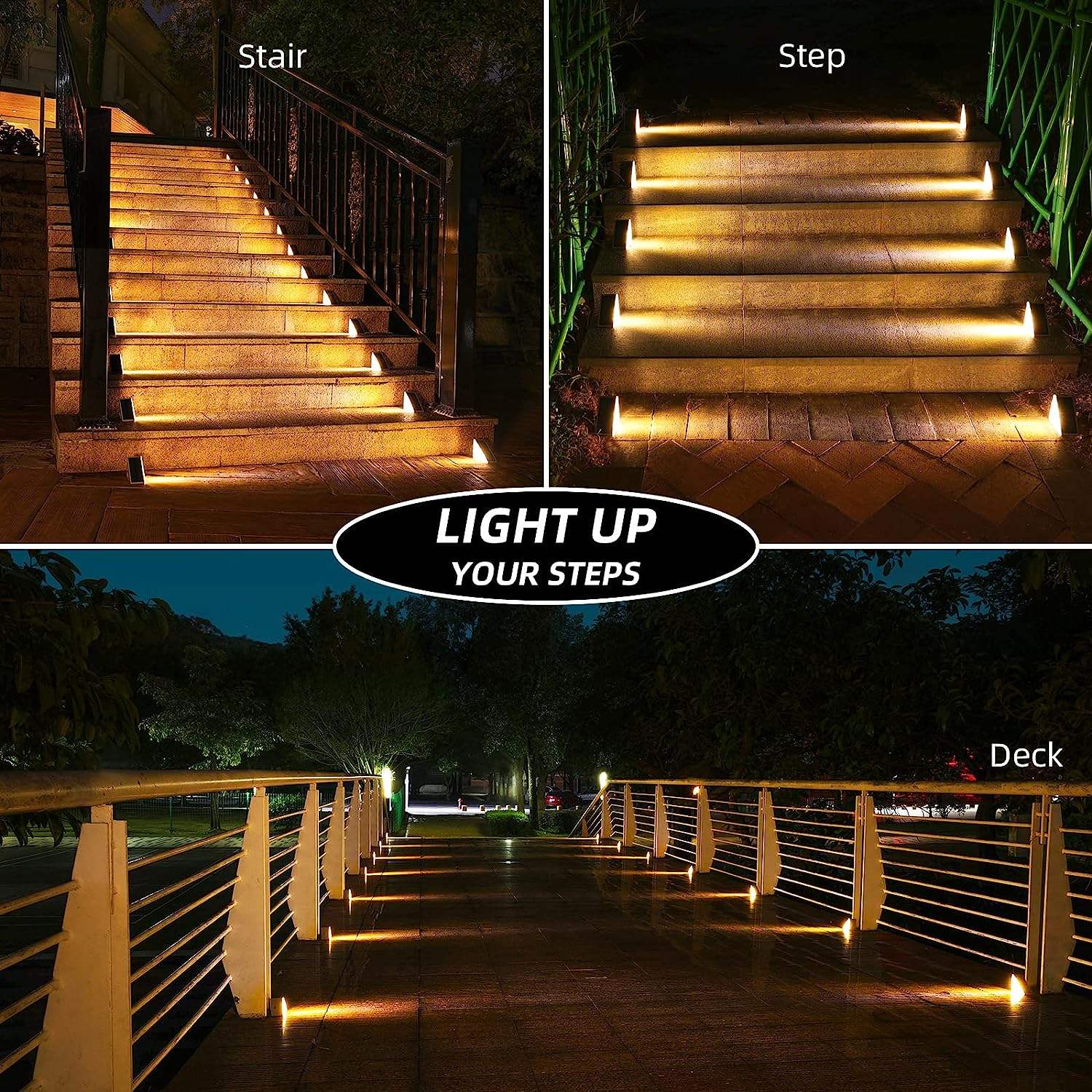 OEM ODM Solar Powered LED Step Light with Motion Sensor Exterior Stair Lamp Auto on Off Deck Sidewark Solar Step Lights Outdoor - 图片 4