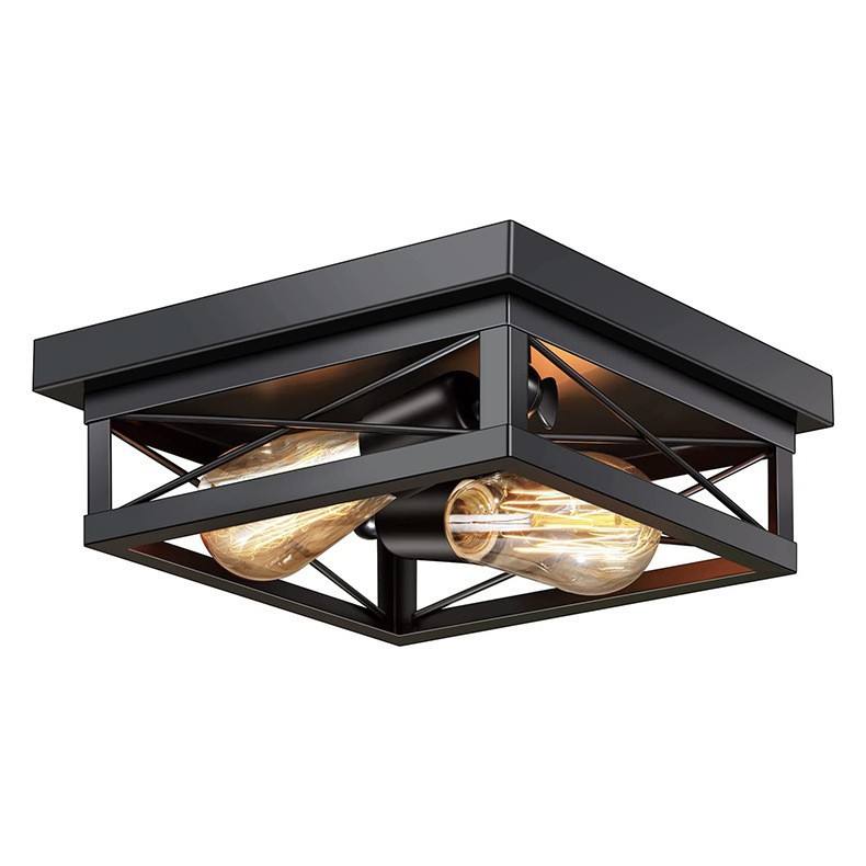 LED Ceiling Light Fixture Rustic Vintage Iron Art Cage Flush Mount Entryway Style Iron Art Lamp Rustic Pendant Light Fixture - 图片 2