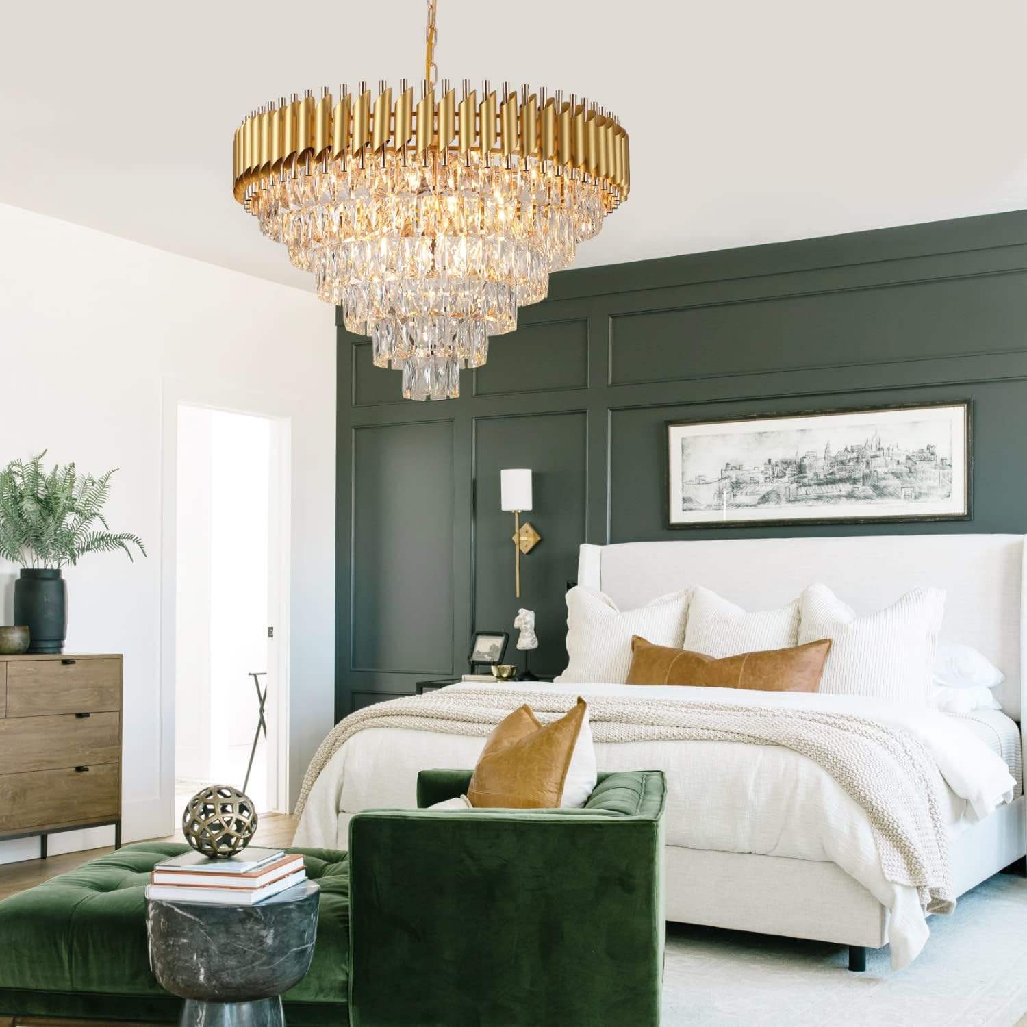 Modern Hanging Gold Led Pendant Light Fixtures Decorative Hotel Restaurant French Empire Luxury Crystal Chandelier Ceiling Light - 图片 5