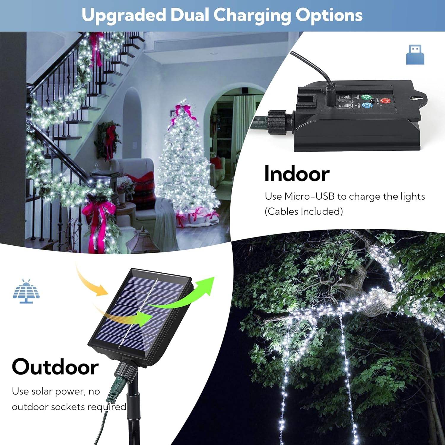 LED Solar String Lights Outdoor Waterproof Twinkle Fairy Lights Tree Party Holiday Wedding Solar Power Christmas Lights Outdoor - 图片 2