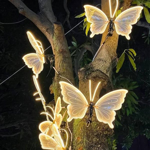 Outdoor LED Butterfly Light Waterproof Colorful Garden Wedding Stage Decor Led Butterfly With Movement Led Butterfly Motif Light
