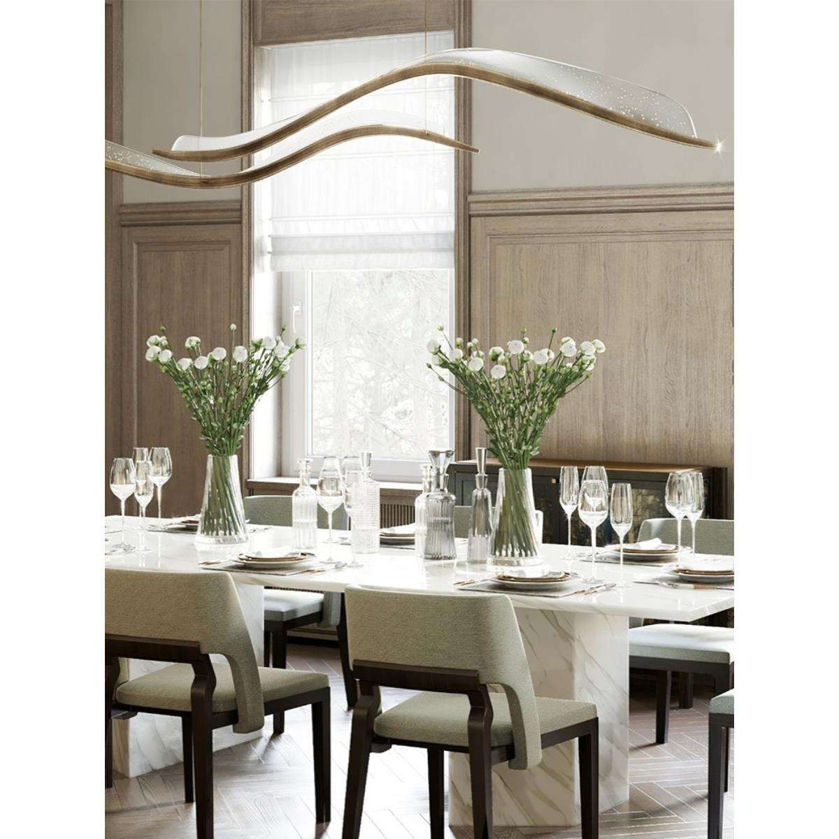 OEM Modern Brass Pendant Lights Dimmable Brass Copper Finish Kitchen Island Decor Luxury Chandelier Modern LED Pendant Light (复制) - 图片 2