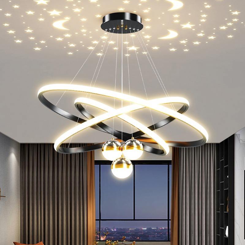 LED Pendant Lamp Circular Ring Dining Living Room Star Ball Ceiling Foyer Entryway Hanging Light Chandelier Modern Pendant Light - 图片 3
