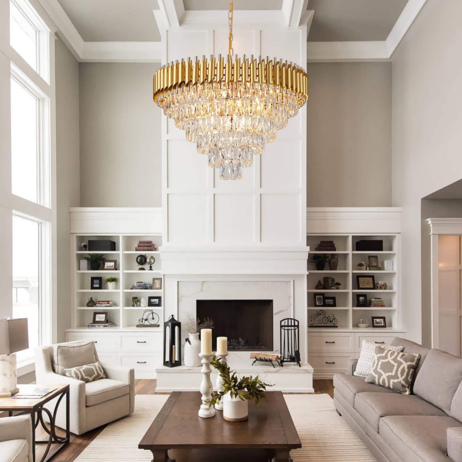 Modern Hanging Gold Led Pendant Light Fixtures Decorative Hotel Restaurant French Empire Luxury Crystal Chandelier Ceiling Light - 图片 4