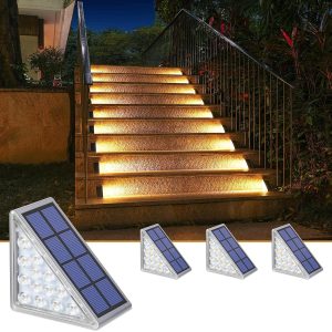 OEM ODM Solar Powered LED Step Light with Motion Sensor Exterior Stair Lamp Auto on Off Deck Sidewark Solar Step Lights Outdoor