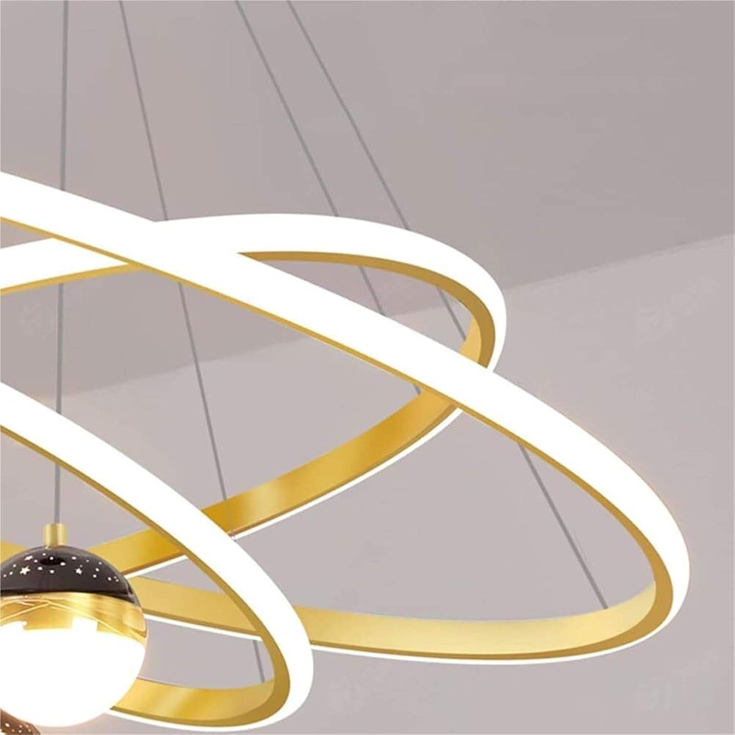 LED Pendant Lamp Circular Ring Dining Living Room Star Ball Ceiling Foyer Entryway Hanging Light Chandelier Modern Pendant Light - 图片 6