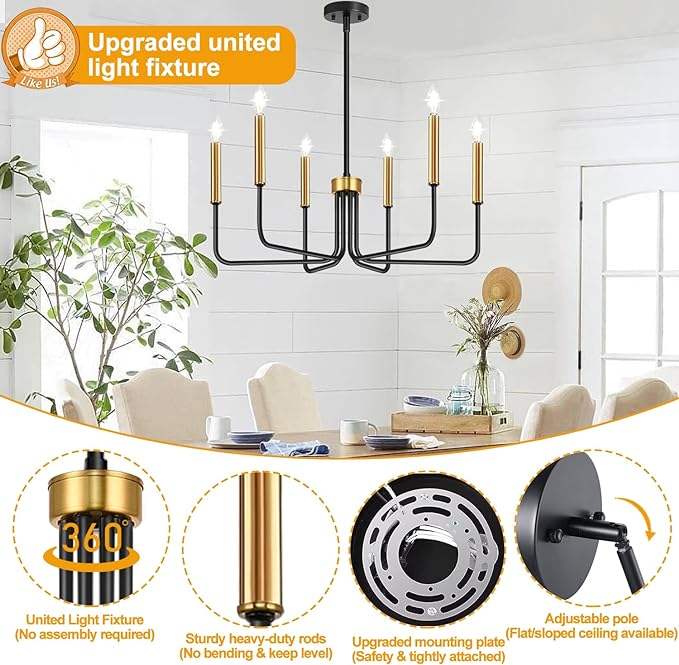 Black Chandeliers Pendant Lights Living Room Bedroom Foyer Entryway Dining Room Hanging Lighting Fixtures Modern Chandelier - 图片 4