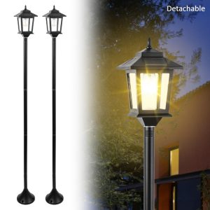 Solar Street Lights Auto Dusk-to-Dawn Solar Post Lamps Pathway Lawn Decor Lighting Solar Garden Lights Outdoor Waterproof LED