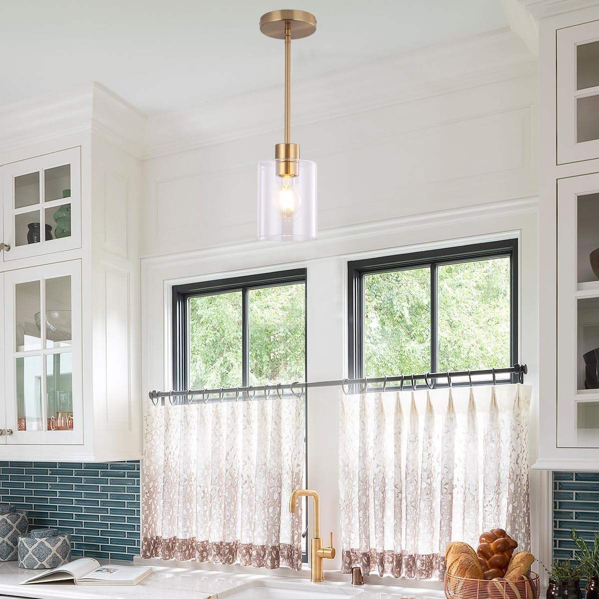 Gold Pendant Lights Adjustable Height Vintage Dome Hanging Light Fixtures Barn Dining Room Antique Brass Pendant Light Kitchen - 图片 5
