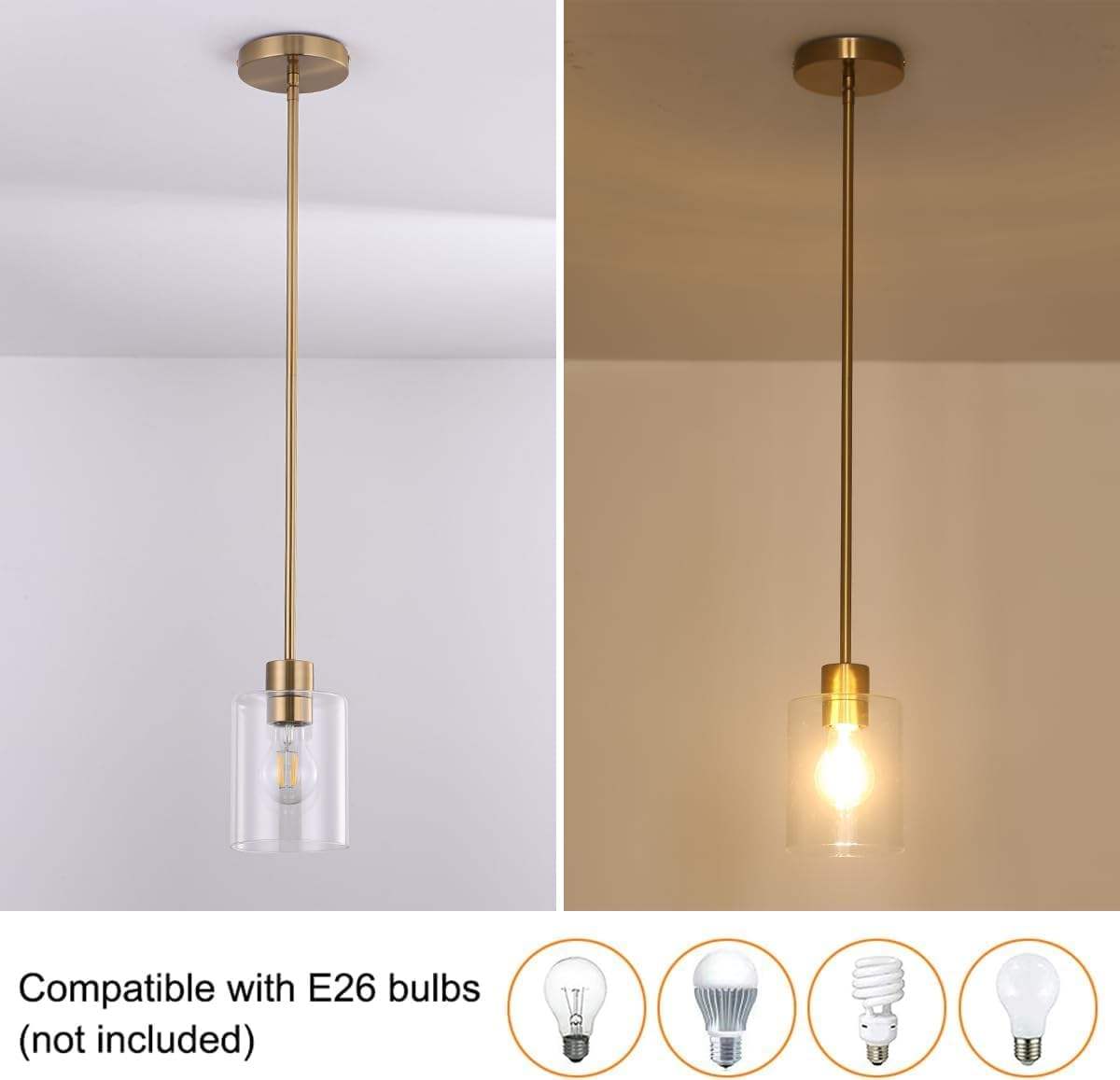 Gold Pendant Lights Adjustable Height Vintage Dome Hanging Light Fixtures Barn Dining Room Antique Brass Pendant Light Kitchen - 图片 4